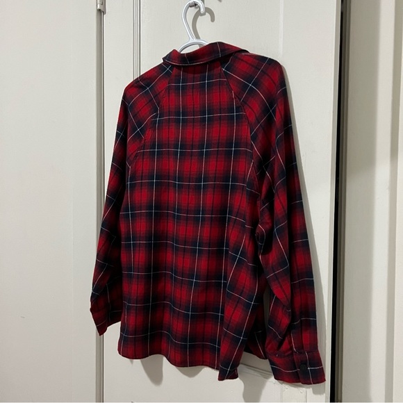 H&M Red and Navy Plaid Flannel Shirt - Picture 6 of 11